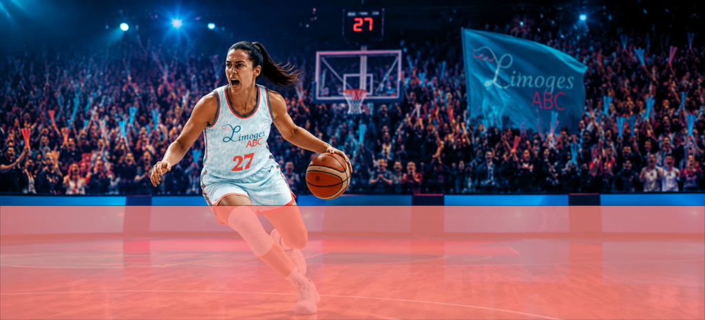 Une joueuse du club de basket du Limoges ABC en action lors d'un match de Nationale Féminine 1